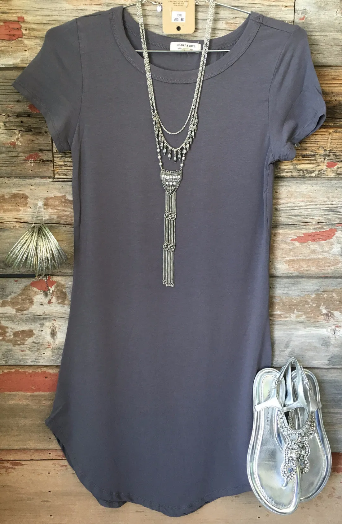 Fun in the Sun Tunic Dress: Slate Grey